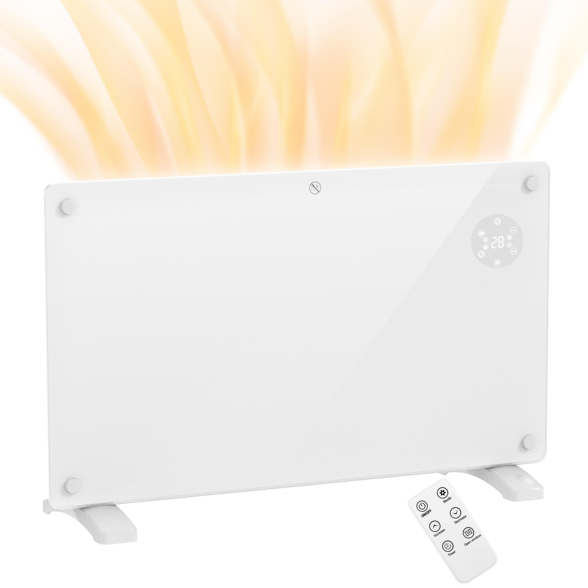 HEIZGERÄT DE-17045 1500 W mit LED-Display & Timer - Weiß, Glas (21.5/44.5/71cm) - ComfortXL