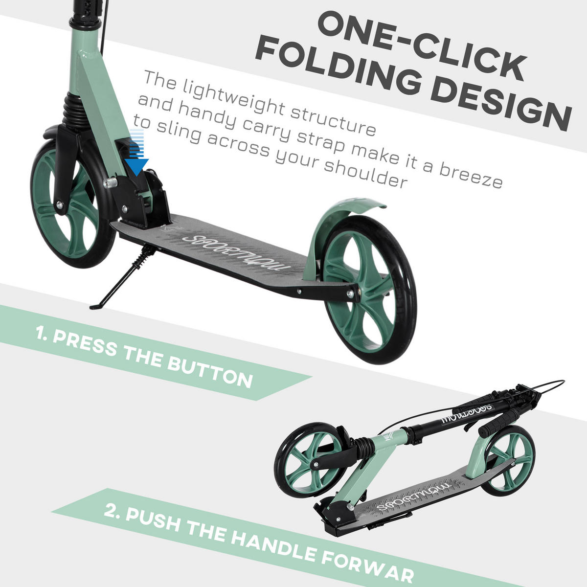 SCOOTER DE-18956 große 20 cm Rollen, Doppelbremse Grün - Grün, Metall (36.5/91.5cm) - ComfortXL