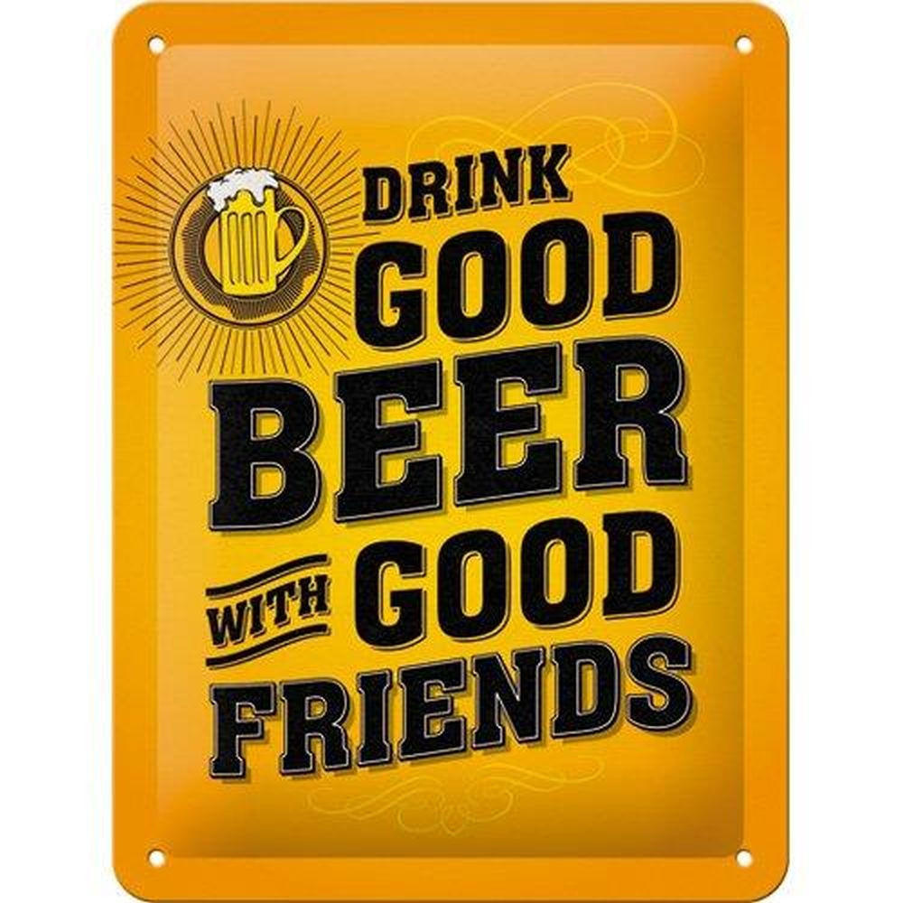 BLECHSCHILD 15/20 cm Word Up Drink Good Beer - Multicolor, Metall (15/20/0.5cm) - Nostalgic-Art