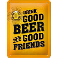 BLECHSCHILD 15/20 cm Word Up Drink Good Beer - Multicolor, Metall (15/20/0.5cm) - Nostalgic-Art