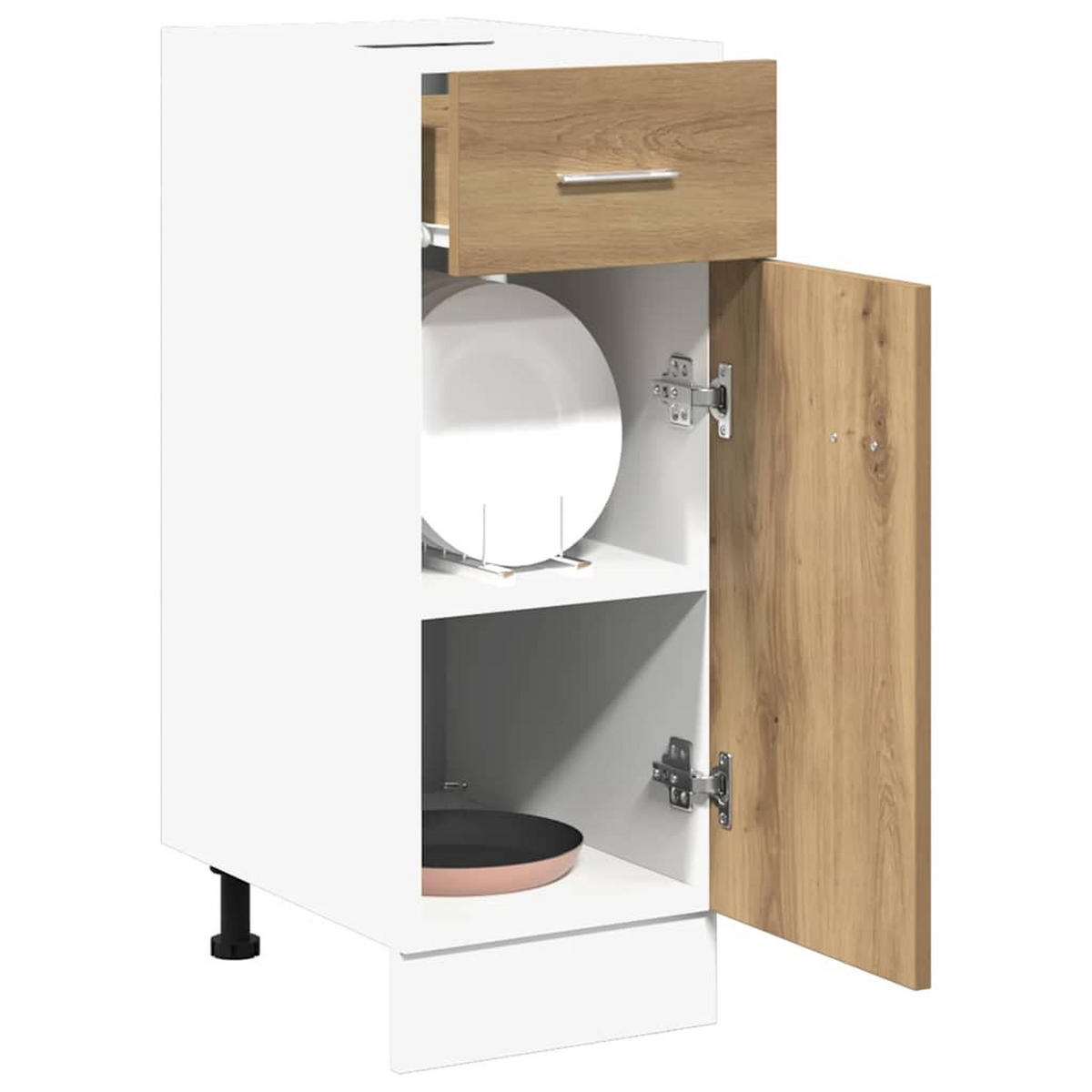 KÜCHENUNTERSCHRANK Lyon mit 1 Tür, 1 Schublade 30/46/81,5 cm aus Holzwerkstoff Artisan-Eiche Dekor - Eiche Artisan, Holz (30/81.5/46cm) - vidaXL