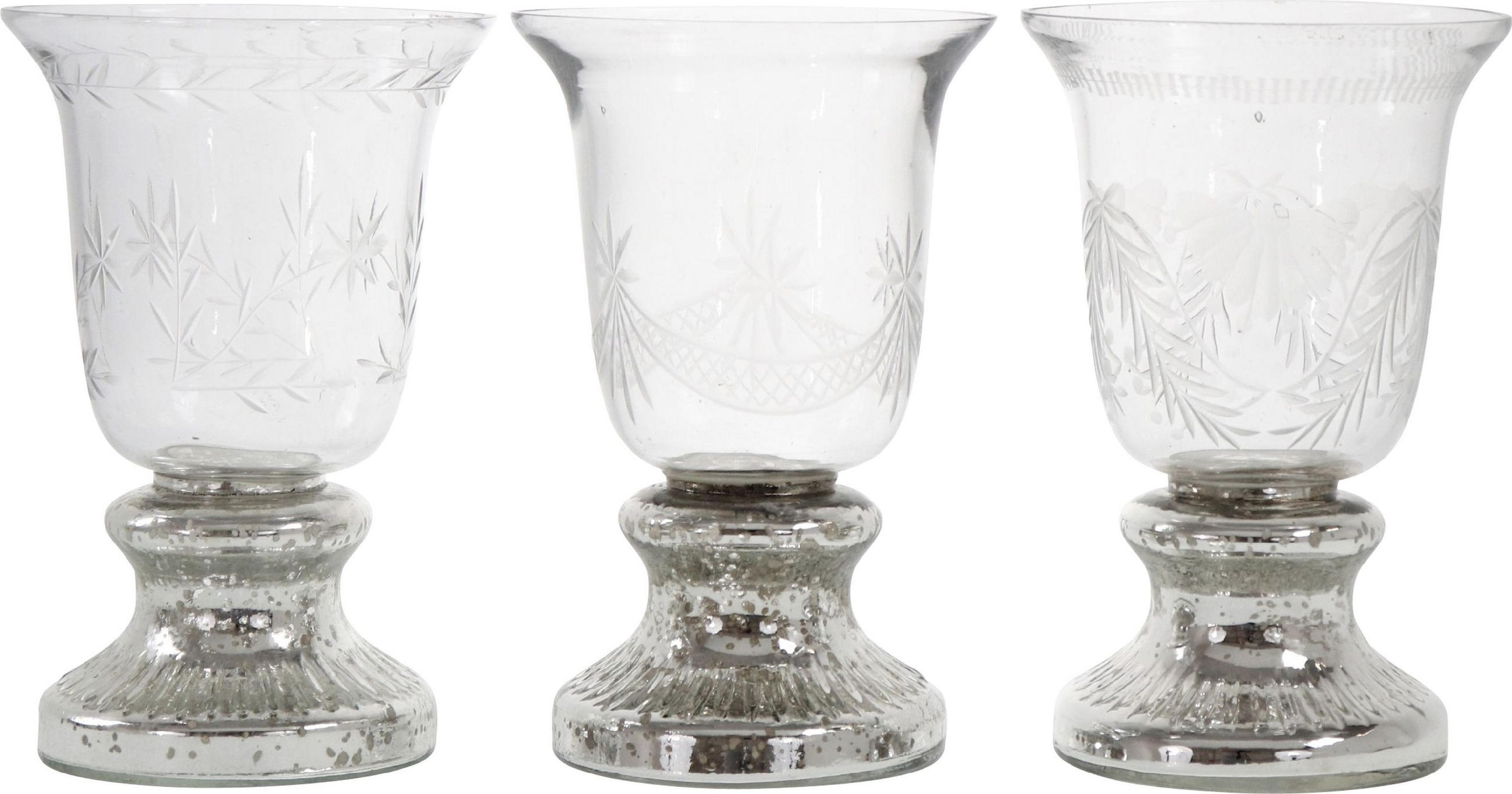 WINDLICHT Alhambra 3er-Set - Transparent, Glas (12.5/19.5/12.5cm) - FURNARO