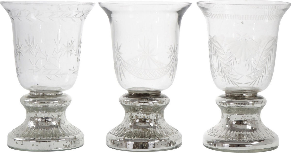 WINDLICHT Alhambra 3er-Set - Transparent, Glas (12.5/19.5/12.5cm) - FURNARO