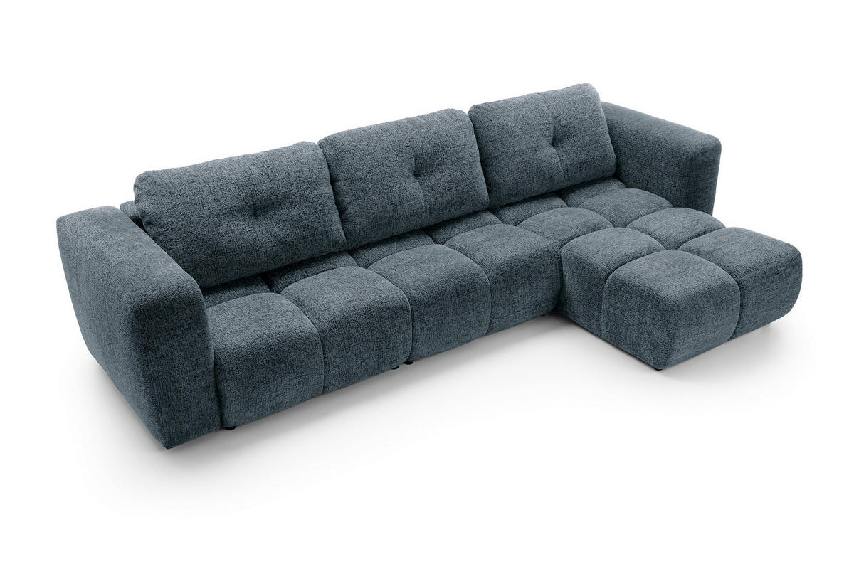 ECKSOFA ARTE 03 Dunkelblau Chenille mit Schlaffunktion - Dunkelblau, Holz (336/177cm) - MASSENO