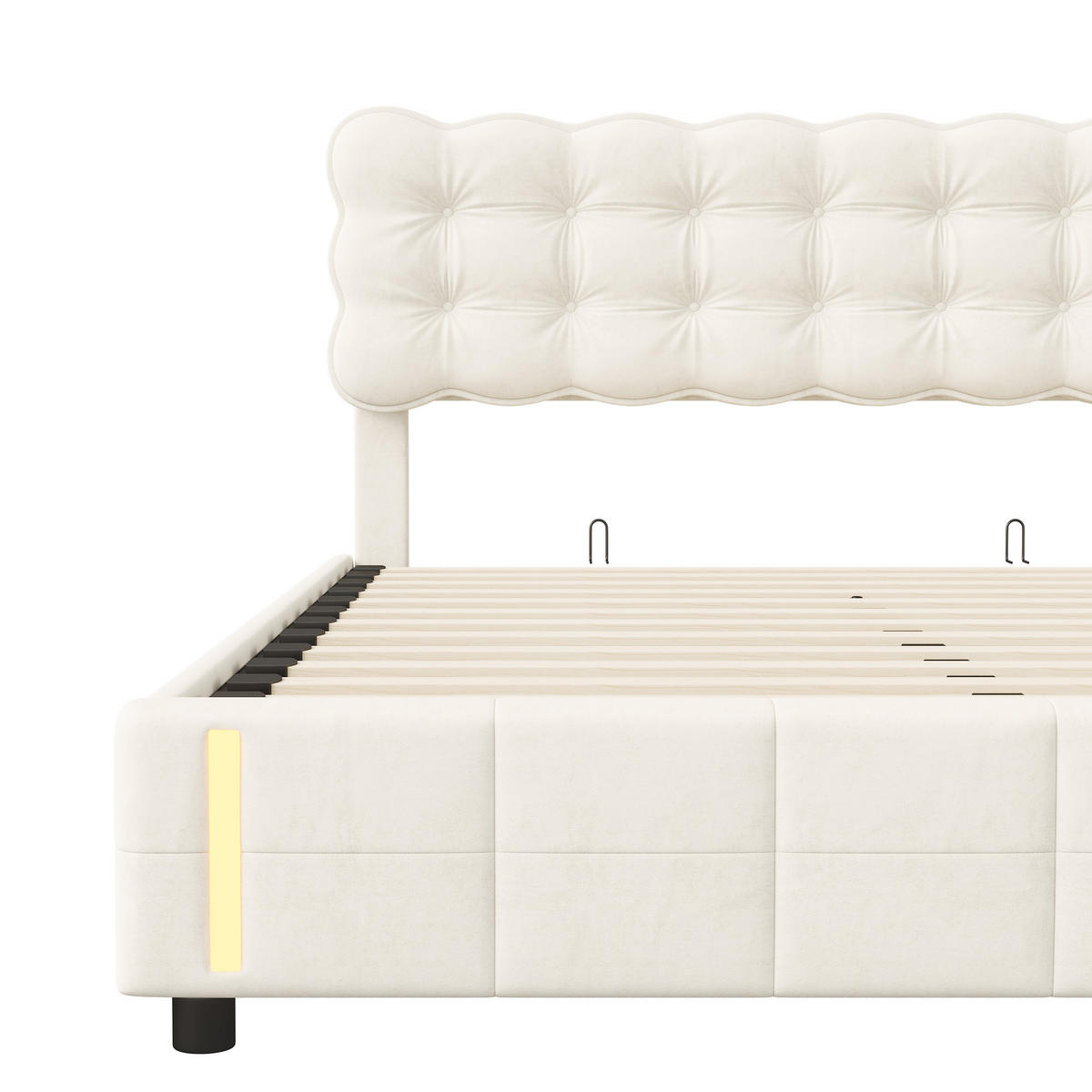 POLSTERBETT 140x200 cm, Beige, mit Stauraum - Beige, Textil/Metall (140/200cm)