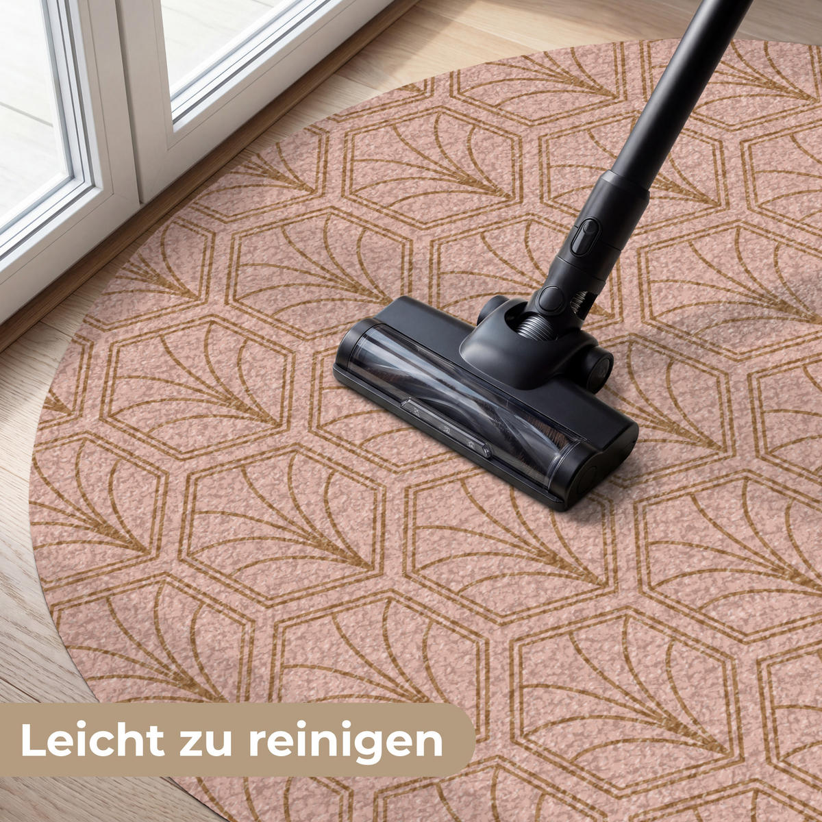 FUSSMATTE Lachsrosa - Muster - Geometrisch Schmutzfangmatte 120x120 cm - Altrosa, Kunststoff (120/120cm) - MuchoWow