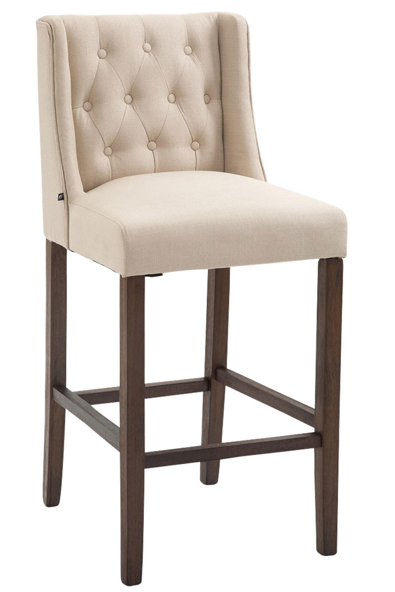 BARHOCKER Cassado, Gestell Antik-dunkel, Stoff Creme - Creme/Braun, Holz/Textil (56/100/51cm) - TPFLiving