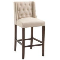 BARHOCKER Cassado, Gestell Antik-dunkel, Stoff Creme - Creme/Braun, Holz/Textil (56/100/51cm) - TPFLiving