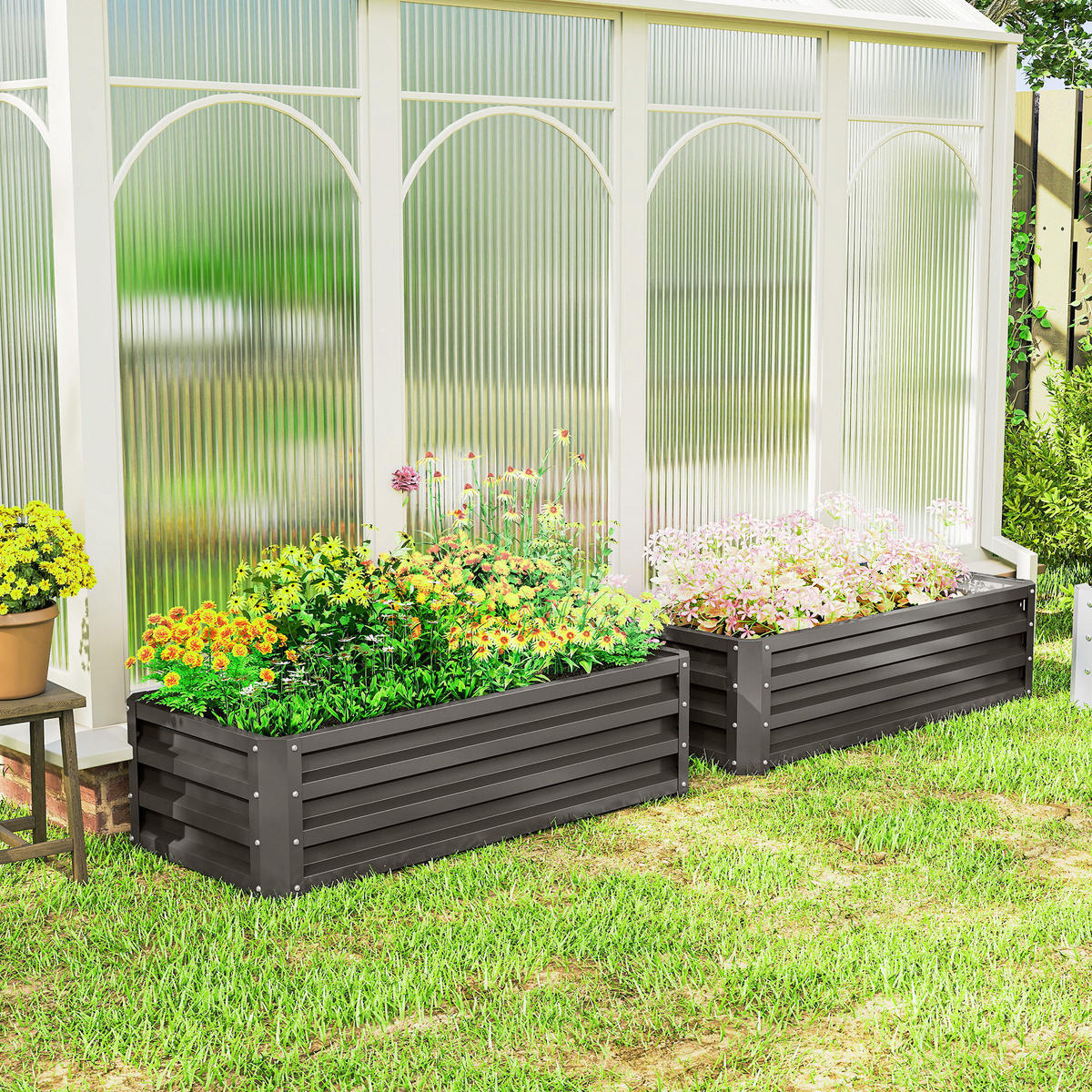 BLUMENHOCHBEET Witterungsbeständig Dunkelgrau - Dunkelgrau, Metall (50/30/110cm) - Outsunny