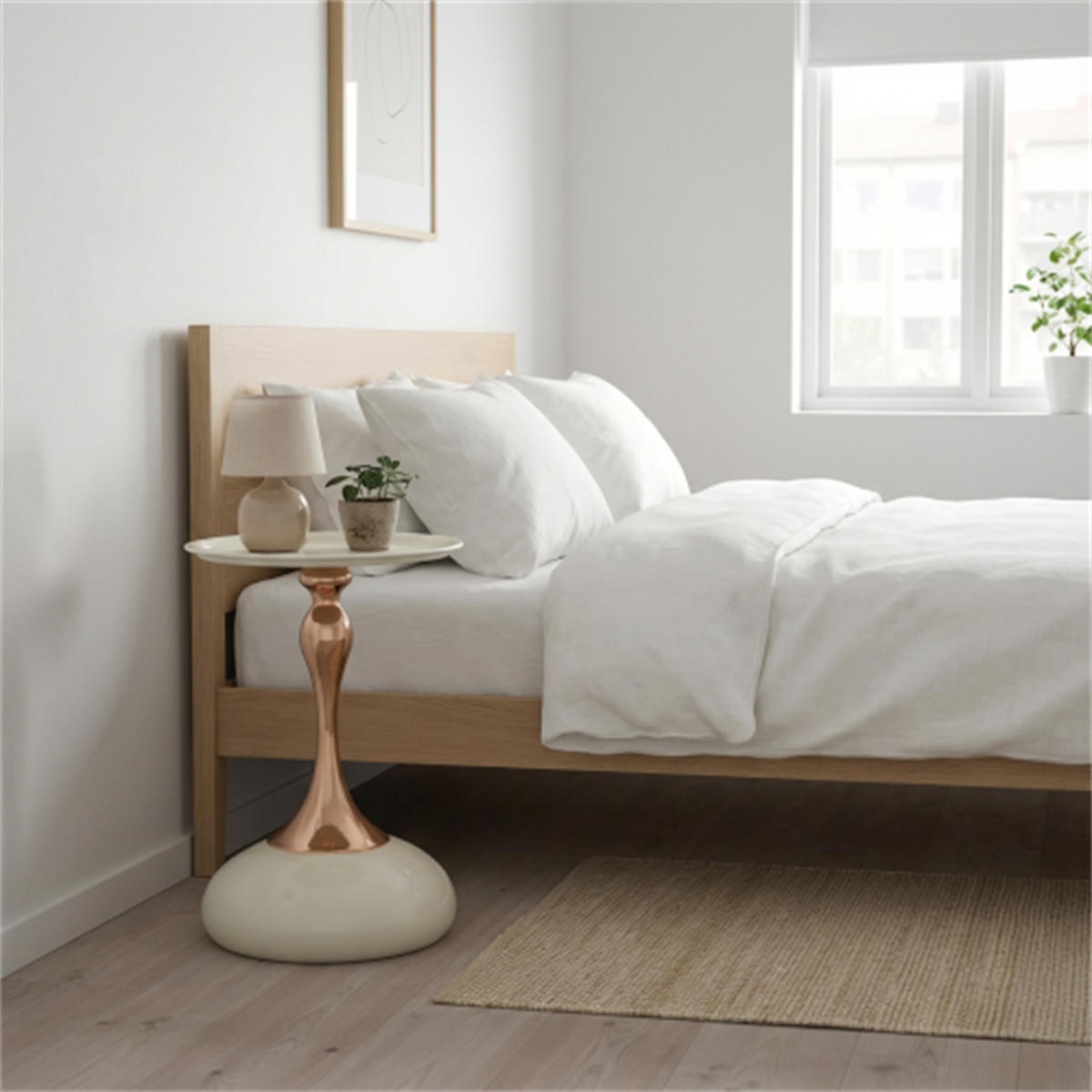 COUCHTISCH rund mit Metallgestell, Weiß, 38 x 38 cm - Weiß, Metall (38/38/54cm) - Blomus