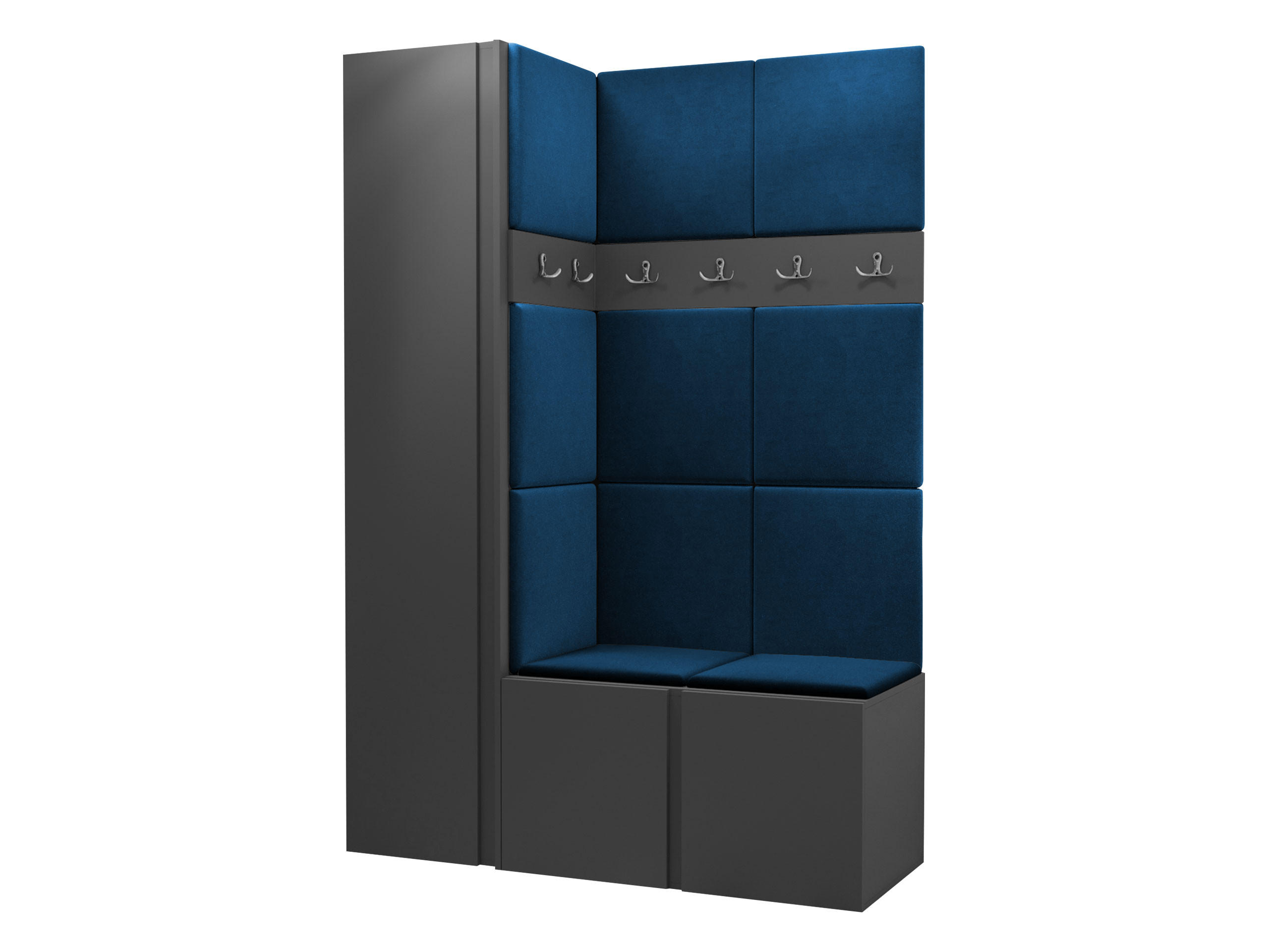 GARDEROBEN-SET Orion IX - Blau/Graphitfarben, Holzwerkstoff/Kunststoff (124/186/46cm) - MIRJAN24
