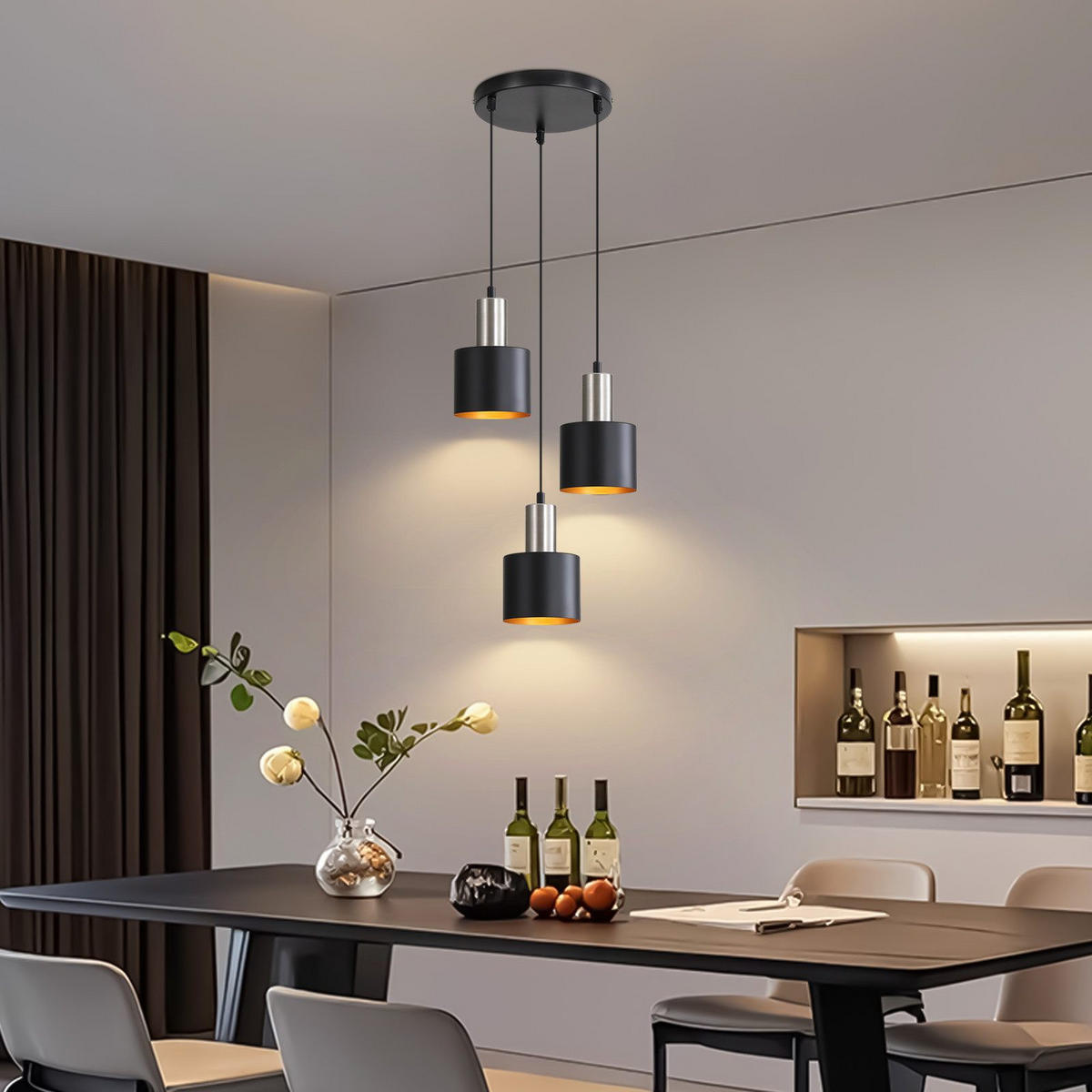 PENDELLEUCHTE Michael 22/12/173.5 cm - Schwarz, Metall (22/12/173.5cm) - ZMH