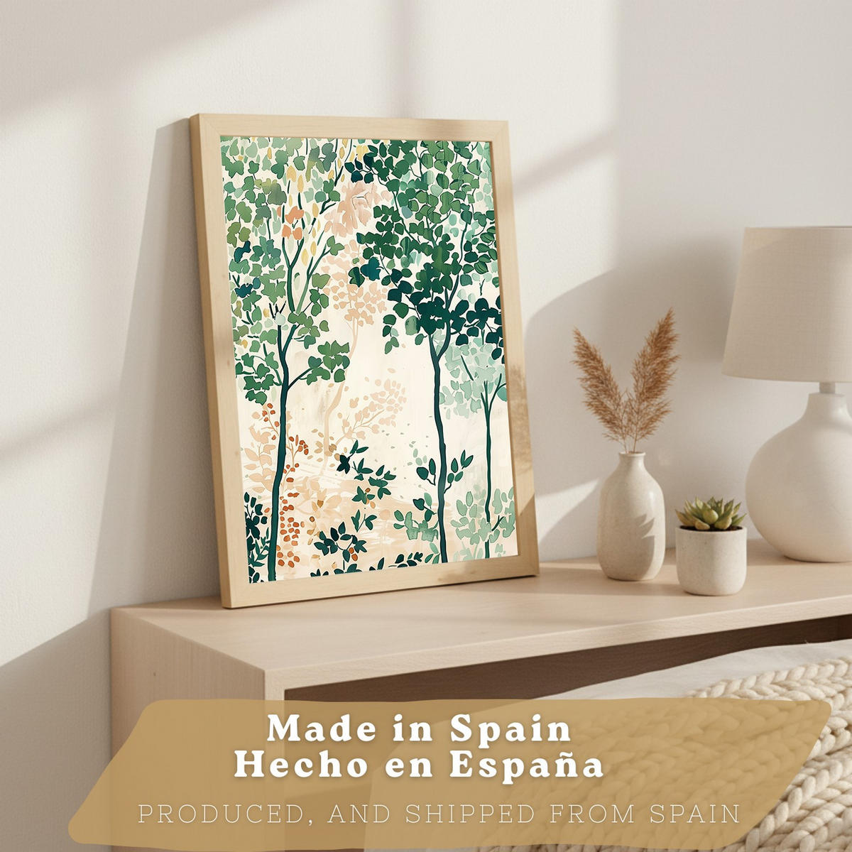 PLAKAT Sada 3 Les A3 Lehký dřevěný rám - béžová, papír (29.7/1/42cm) - Nacnic