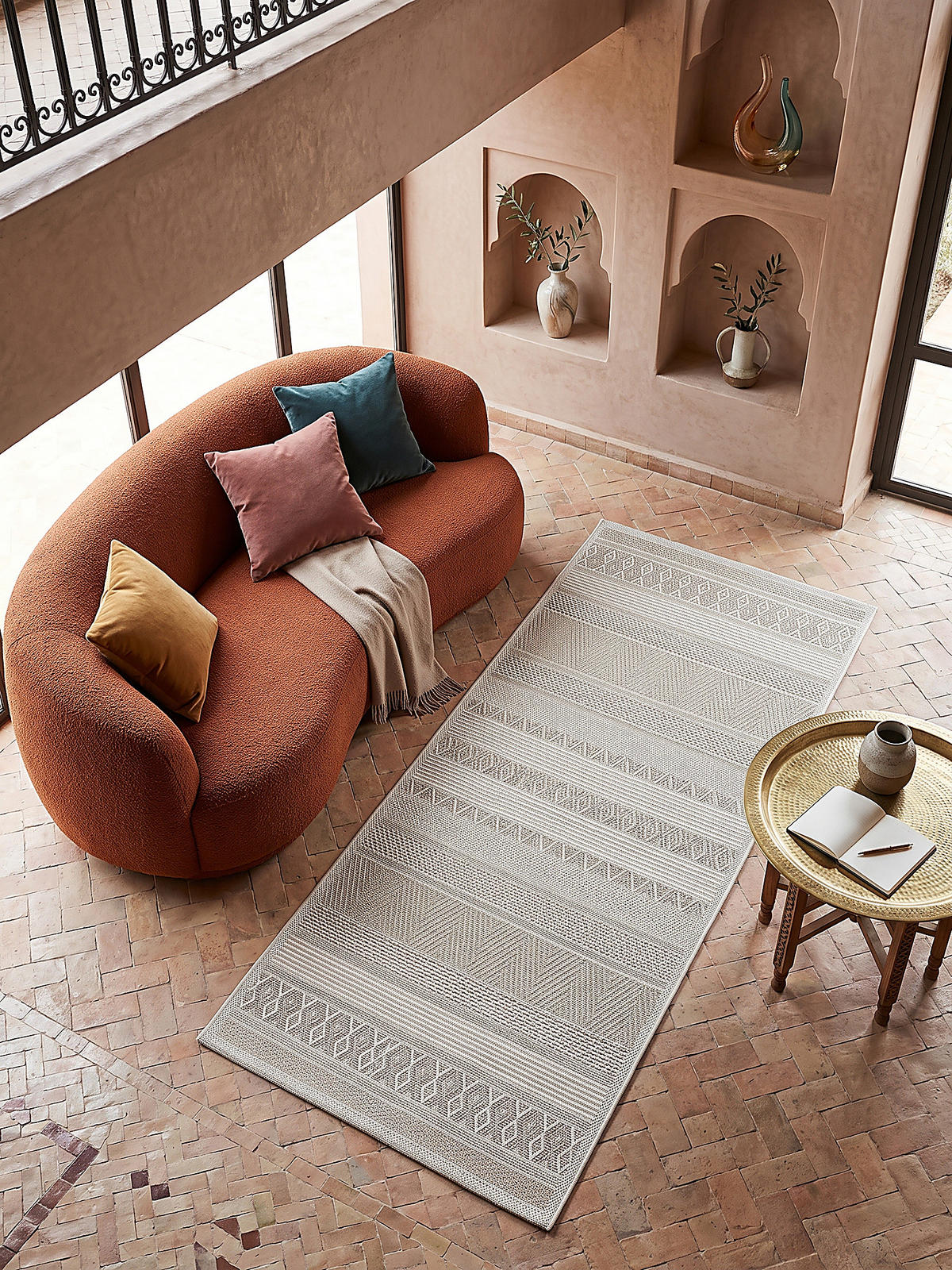 TEPPICH Flachgewebe ESERA Gestreift Polypropylen Beige 80 x 150 cm - Beige, Textil (80/150cm) - KADIMA DESIGN