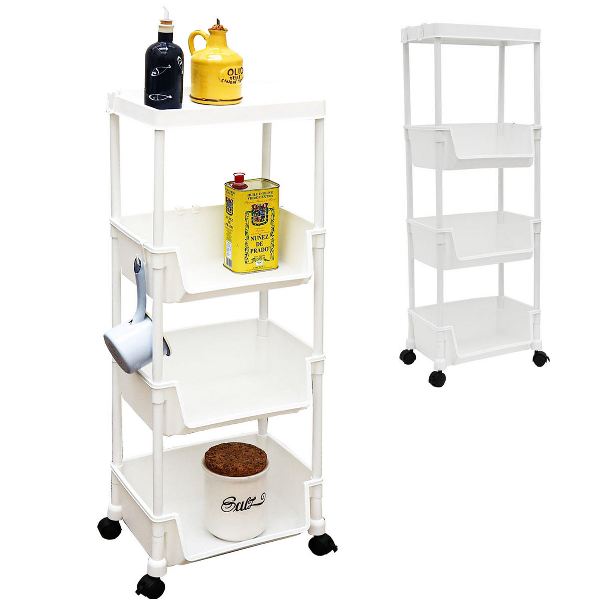 NISCHENREGAL 2er Set 35/24/100 cm, Weiß - Weiß, Kunststoff (24/100/35cm) - MAKLIK