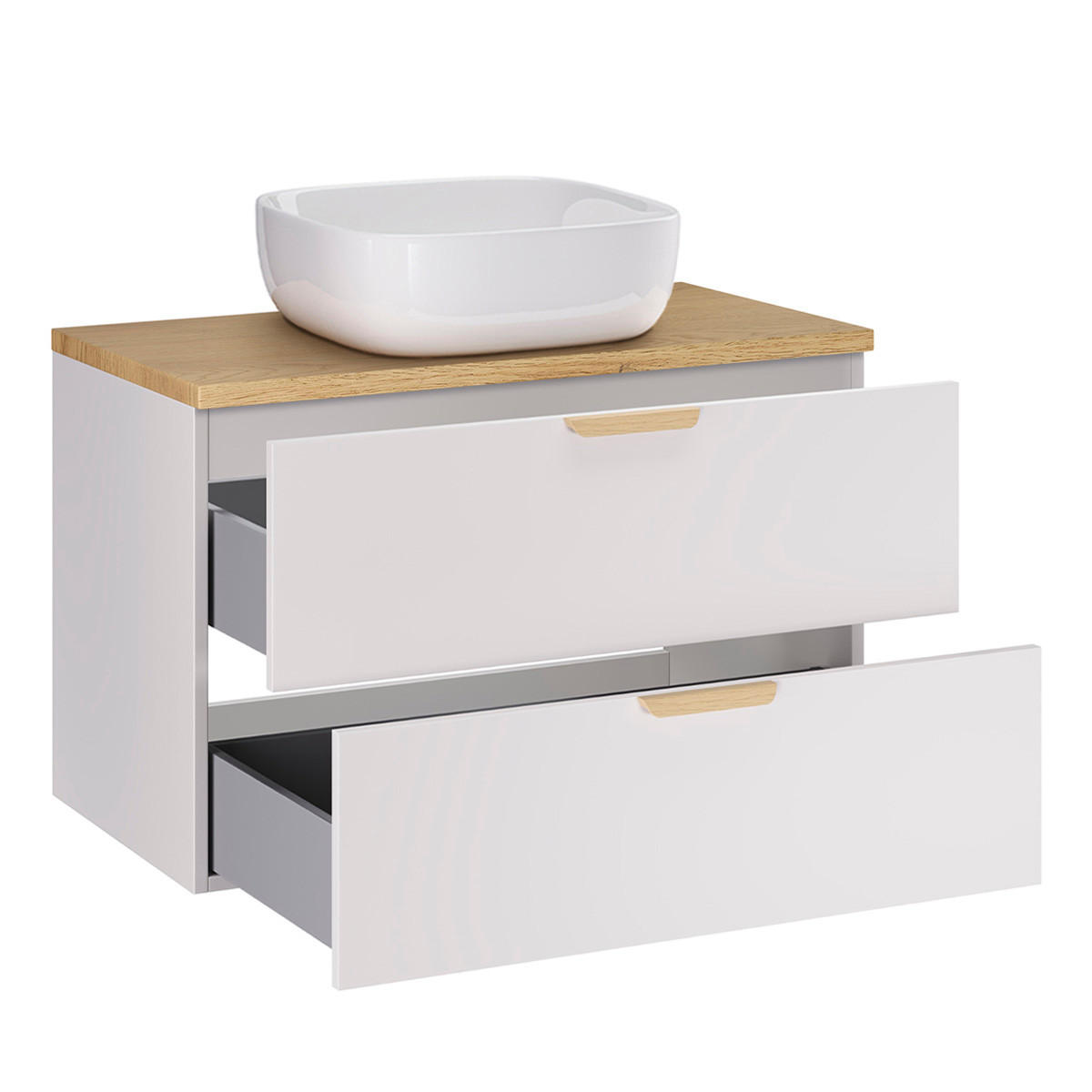 BADMÖBEL 80.6cm Oria 2er-Set Weiß - Weiß, Holzwerkstoff (80.6/50/46.5cm) - Petits-meubles