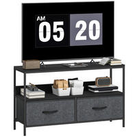 TV-LOWBOARD Dunkelgrau 98/29/56 cm, 2 faltbare Schubladen, Metallgestell - Dunkelgrau, Metall (98/56/29cm) - PANGIVO