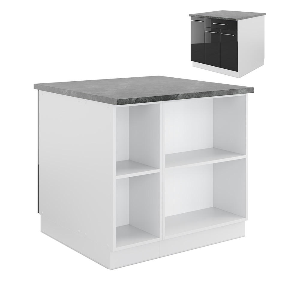 KÜCHENINSEL Fame-Line Anthrazit Hochglanz/Weiß 90 cm mit Schublade ohne AP - Anthrazit/Weiß, Holzwerkstoff (90/82/60cm) - Vicco