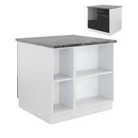 KÜCHENINSEL Fame-Line Anthrazit Hochglanz/Weiß 90 cm mit Schublade ohne AP - Anthrazit/Weiß, Holzwerkstoff (90/82/60cm) - Vicco