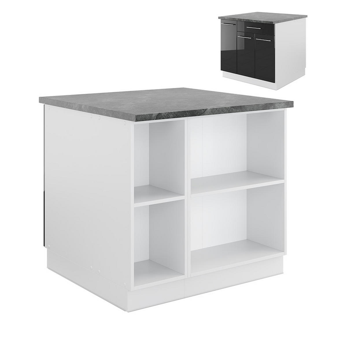 KÜCHENINSEL Fame-Line Anthrazit Hochglanz/Weiß 90 cm mit Schublade ohne AP - Anthrazit/Weiß, Holzwerkstoff (90/82/60cm) - Vicco