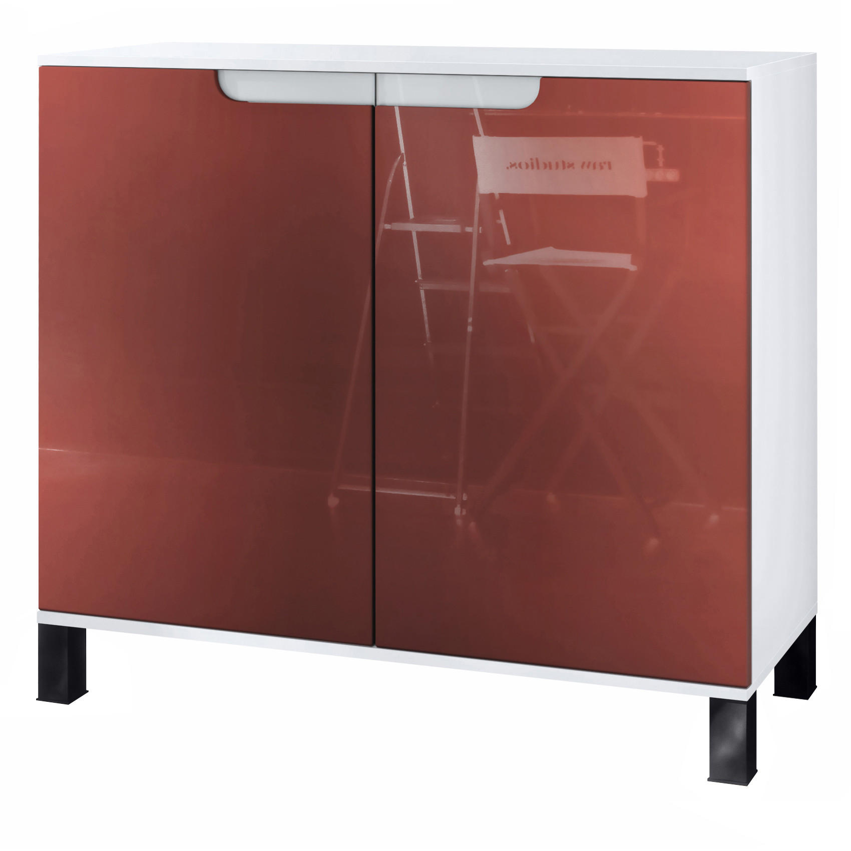 KOMMODE Sylt Bordeaux Hochglanz - Bordeaux, Holzwerkstoff (92.5/84.5/35cm) - Vladon