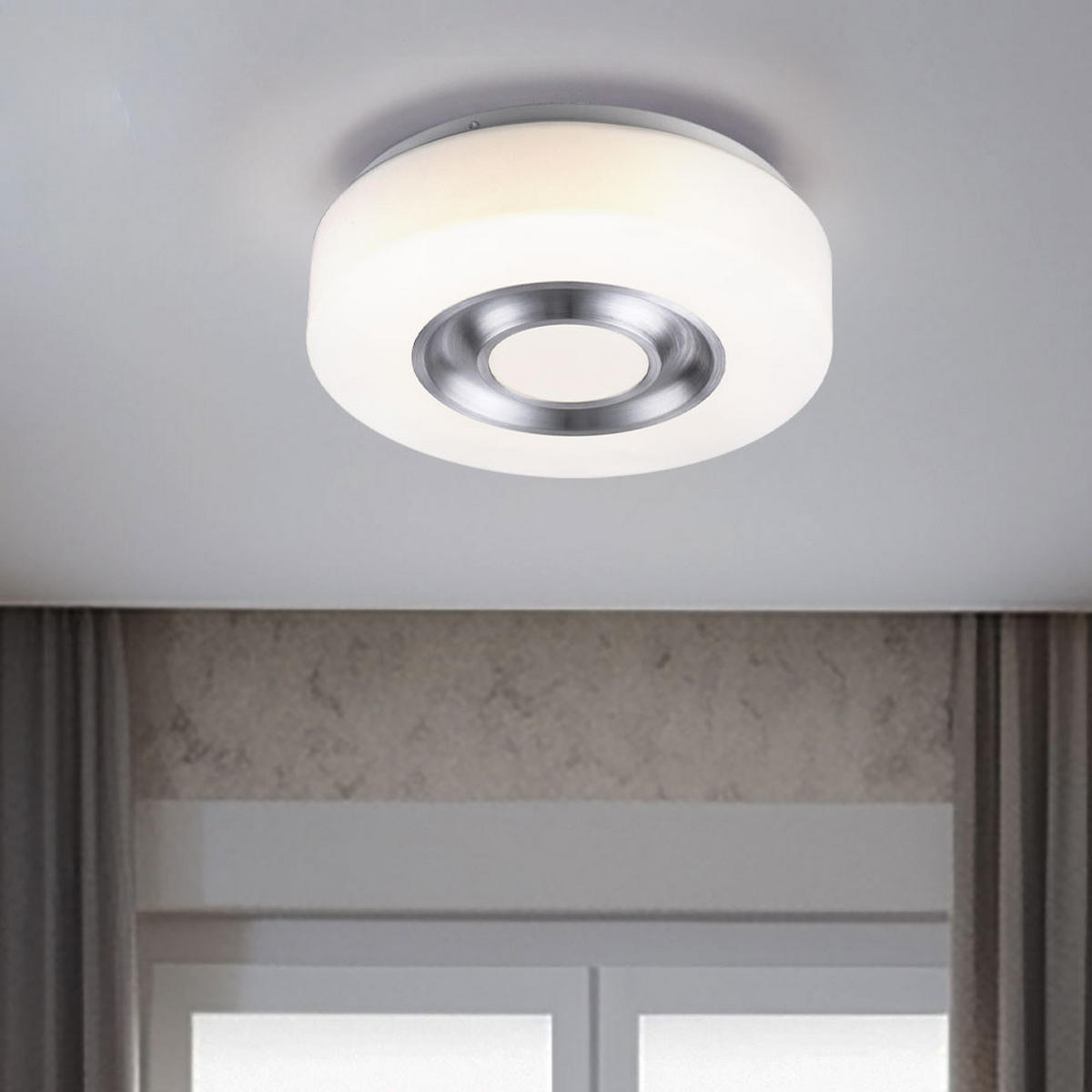 LED DECKENLEUCHTE ONIL Weiß Opal - Weiß, Metall (28/28/8.5cm) - Globo Lighting