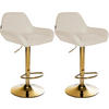 BARHOCKER 2er Set Stoff creme - Goldfarben/Creme, Textil/Metall (51/89/52cm) - CLP