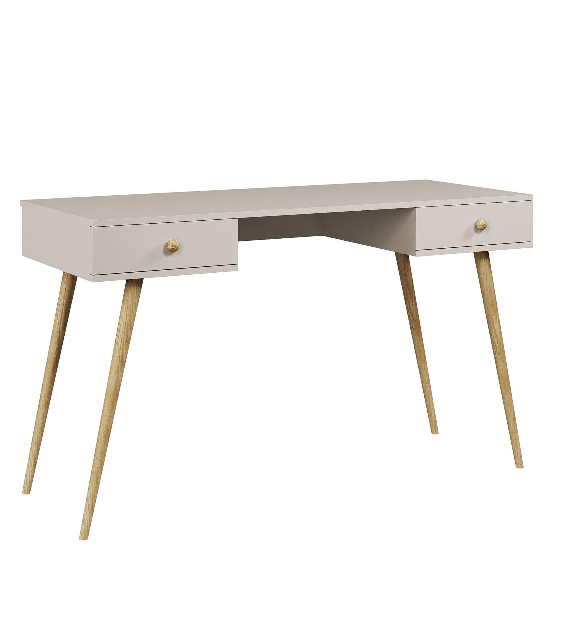 SCHREIBTISCH Kaschmir Skandinavischer Stil Mit Schubladen - Beige, Holzwerkstoff (135/135/79cm) - Sepro Meble