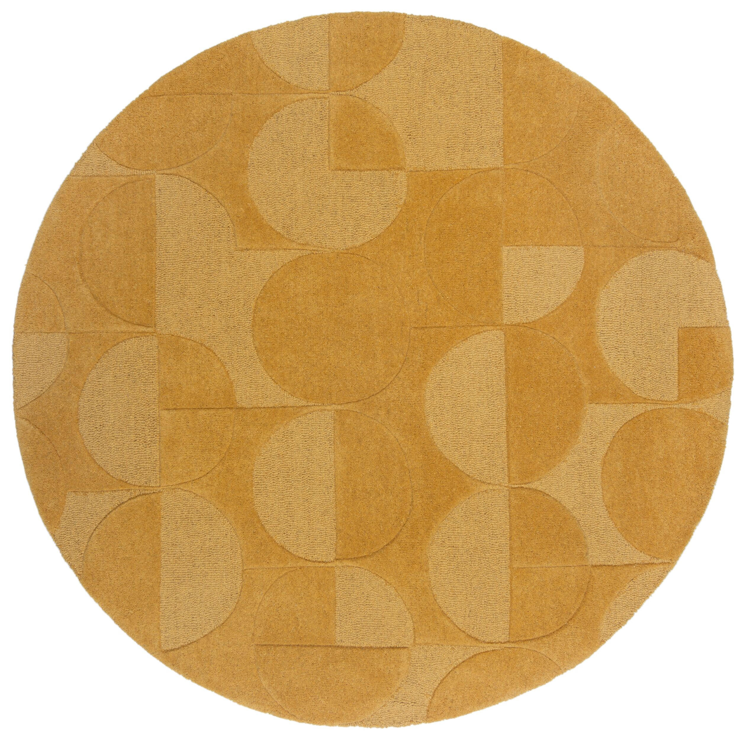 WOLLTEPPICH Geometrisches-Design, naturfarben DEBEN NOAH, Senfgelb 160x160 cm - Currygelb, Textil (160/160cm) - KADIMA DESIGN