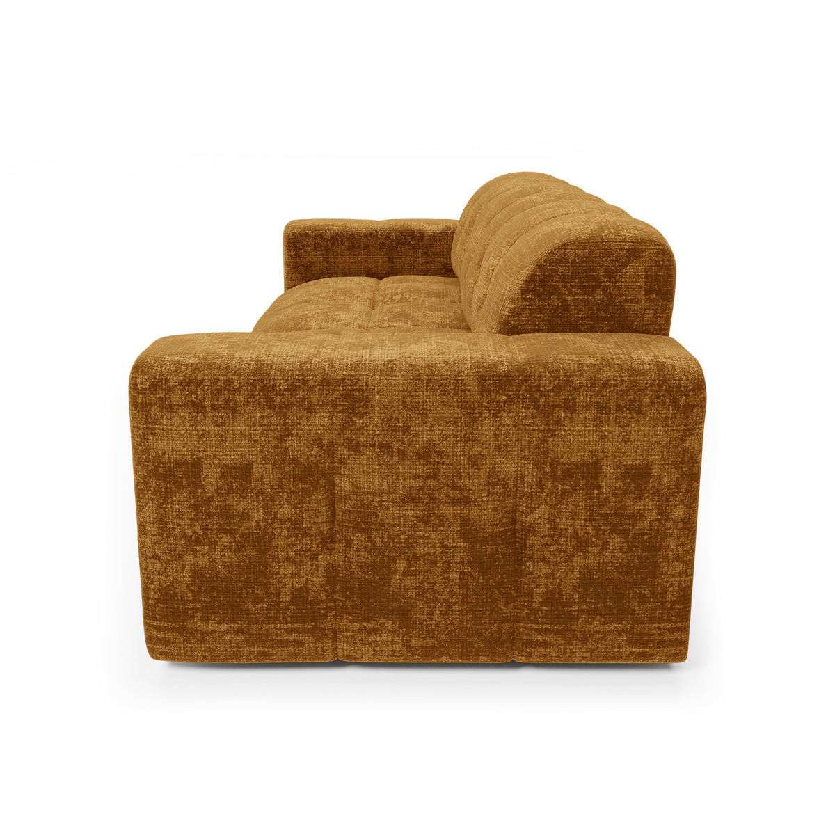 SCHLAFSOFA GERADE geprägter Samt Senf 230cm - Dunkelgelb, Textil (230/85/92cm) - Sia Home