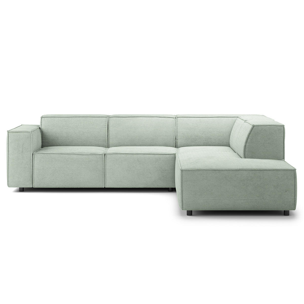 ECKSOFA mit Ottomane - Schwarz/Mintgrün, Kunststoff/Textil (260/234cm) - home24