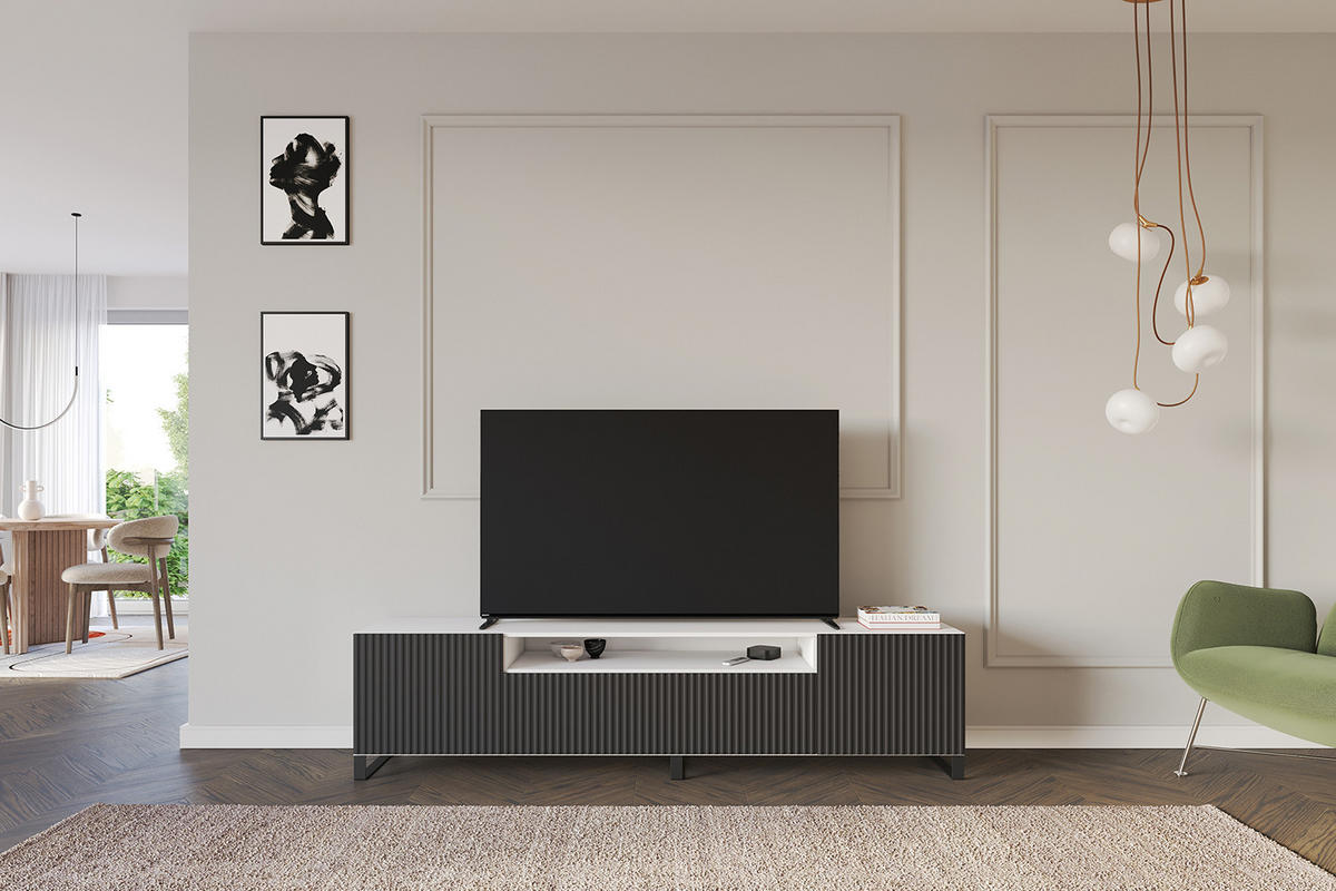 LOWBOARD NOA-2-S 200x53x41 cm - Weiß / Schwarz - Schwarz/Weiß, Holzwerkstoff (200/53/41cm) - ALTDECOR