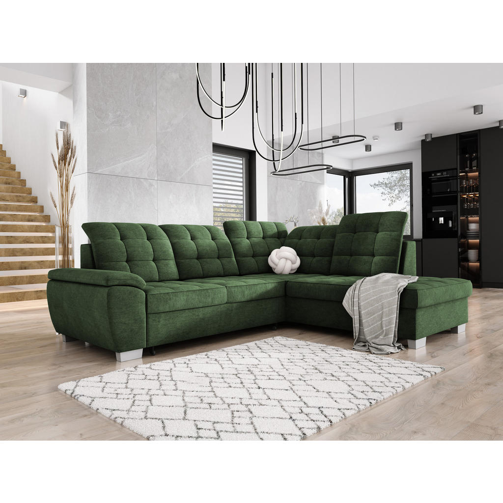 Thumbnail - DomoHome Ecksofa, Grün, Textil, Rechteckig, 258x212 cm, Wohnzimmer, Sofas & Couches, Wohnlandschaften, Ecksofas