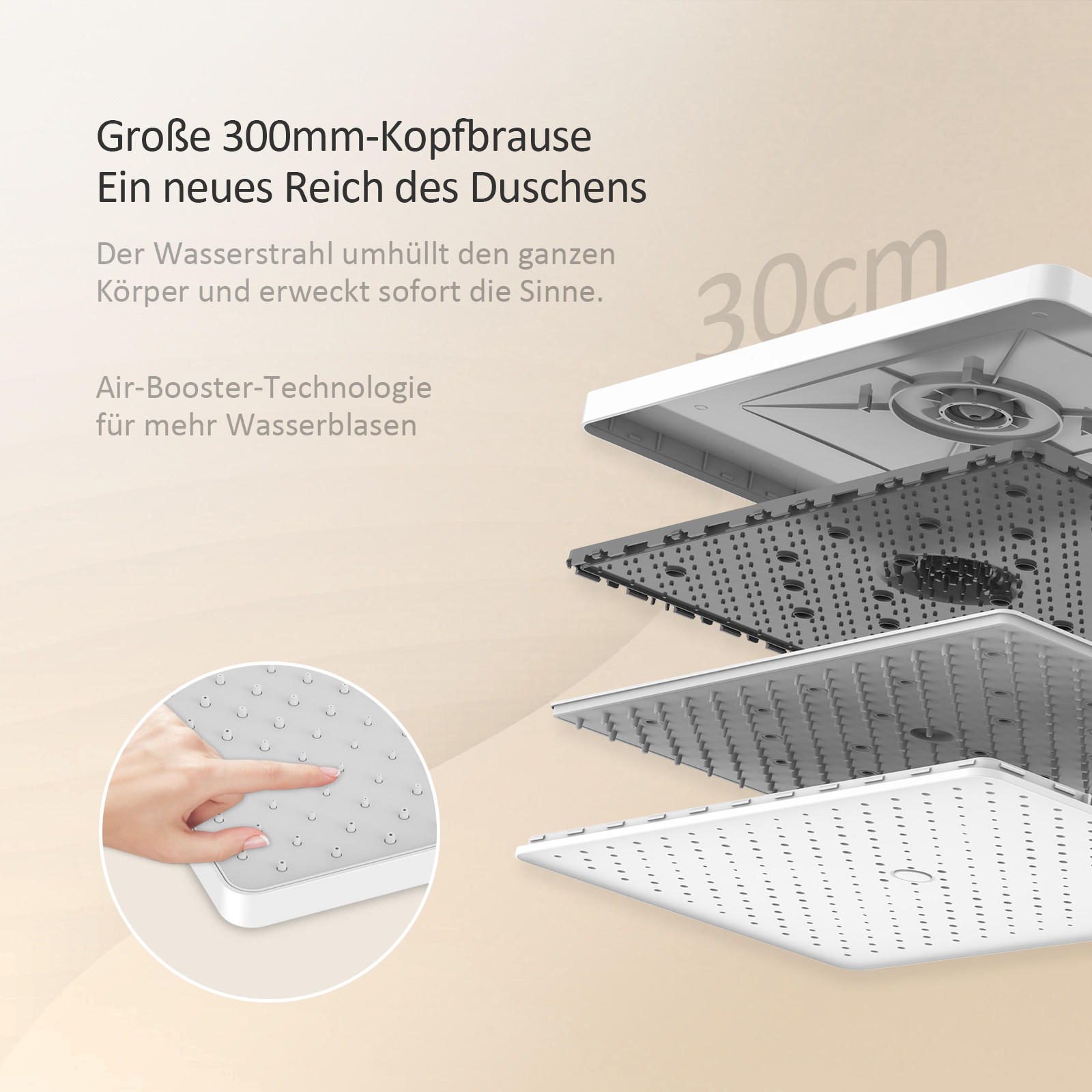 ÜBERKOPFBRAUSESET mit Dreiwege-Thermostatmischventil Regendusche Weiß - Weiß, Metall (36/106.6/48.7cm) - EMKE