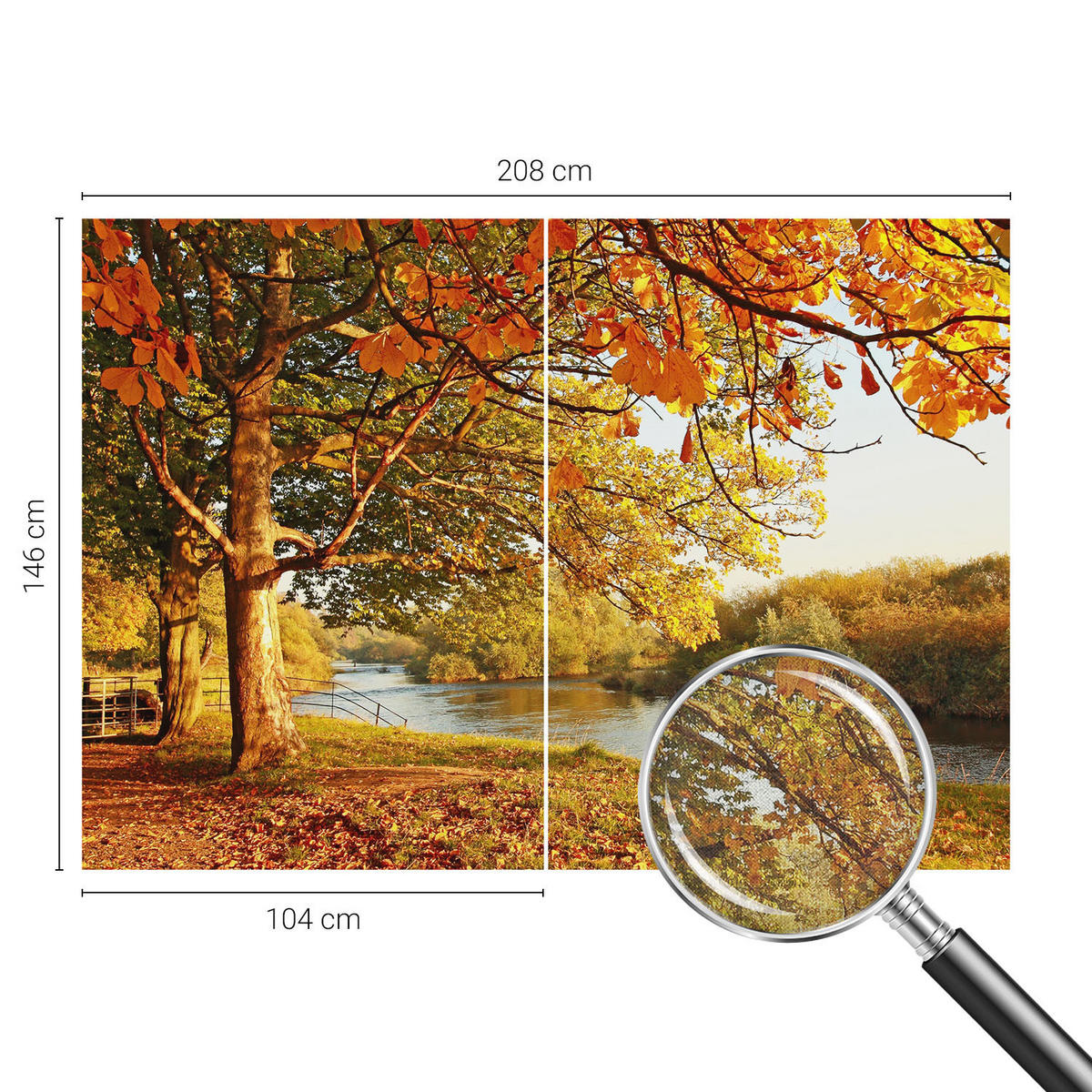 FOTOTAPETE 208x146 cm - Küstenherbst - Gelb, Textil (208/146cm) - Wallfluent