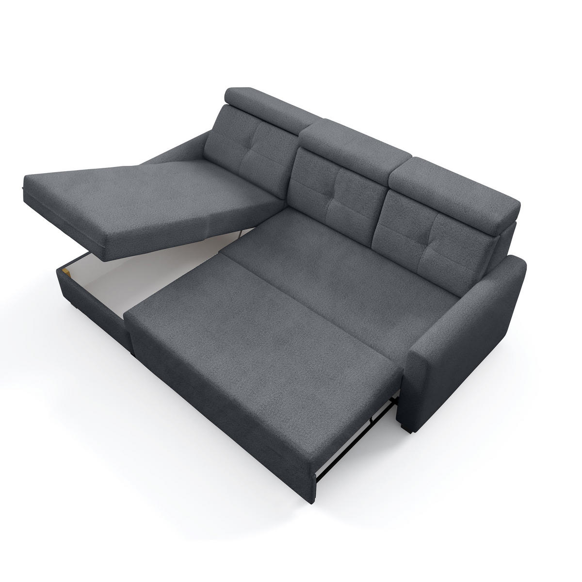 ECKSCHLAFSOFA Milano, Grau, links - Schwarz/Grau, Textil (217/166cm) - Beautysofa