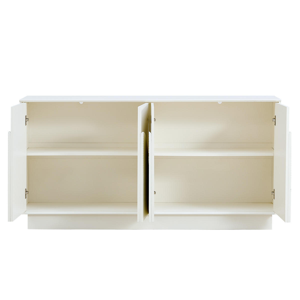 SIDEBOARD Weiß 160cm gewölbte Türen 4 Türen modern - Weiß, Holzwerkstoff (38/80/160cm) - FLIEKS