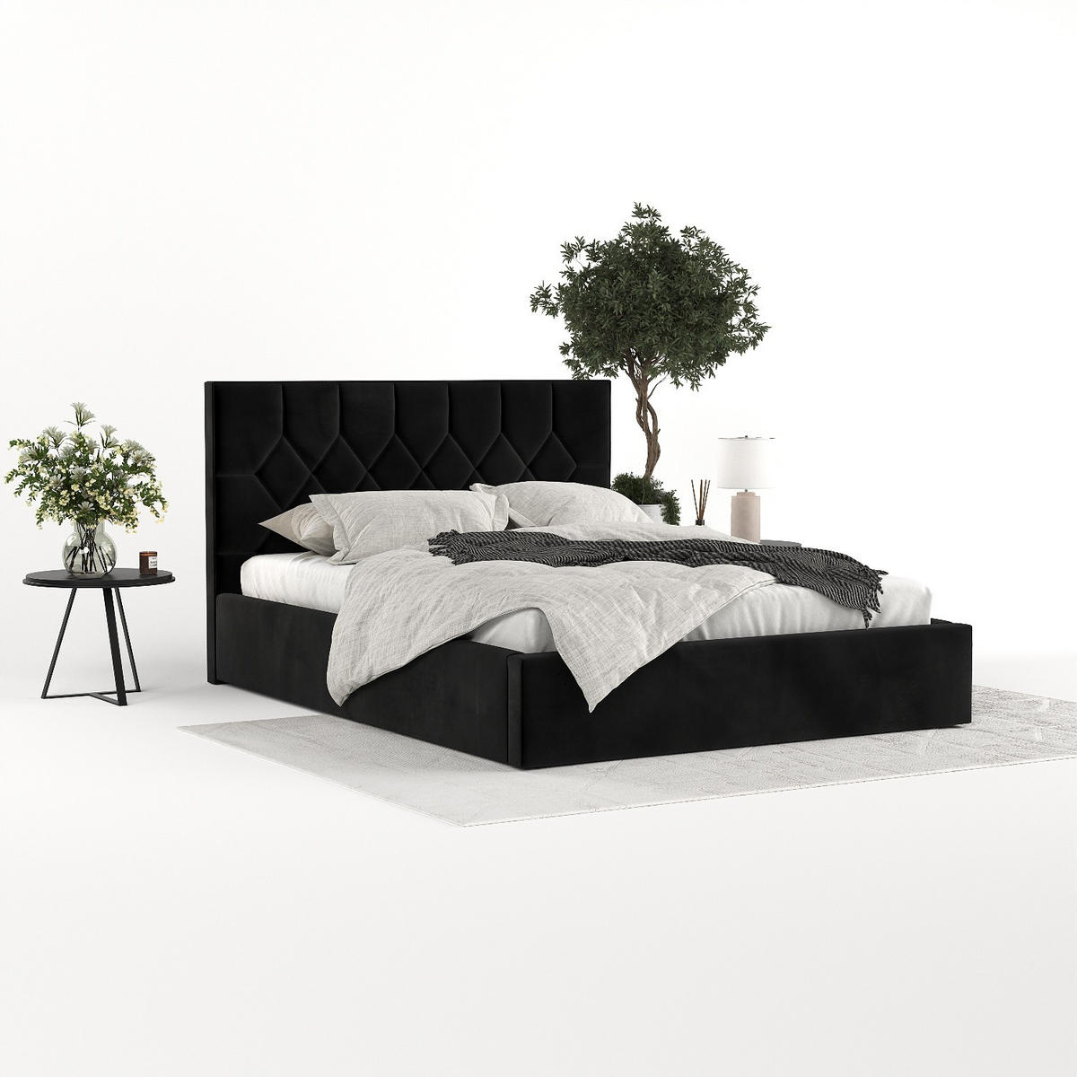 POLSTERBETT Brisa 140/200 cm Schwarz im Kronos Stoff - Schwarz/Naturfarben, Holz/Holzwerkstoff (140/200cm) - AltaBeds