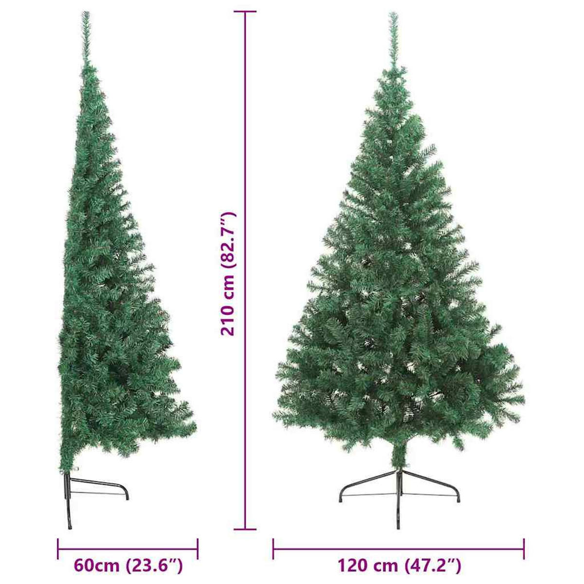 WEIHNACHTSBAUM Künstlicher Klappbarer 78/78/210 cm Grün PVC - Grün, Kunststoff (210cm) - vidaXL