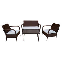 GARTENMÖBEL Lipari Braun und Elfenbein 4 Plätze - Braun, Kunststoff - Happy Garden