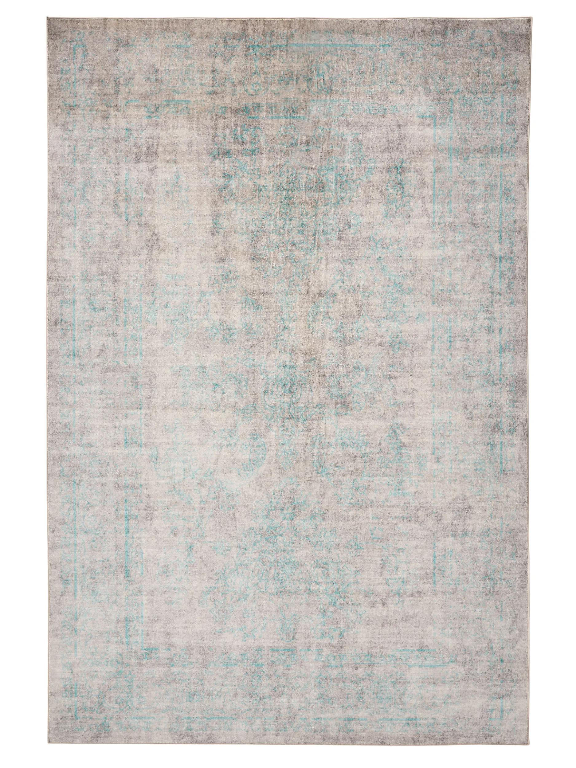 VINTAGE-TEPPICH Miray waschbar 160/230 cm - Türkis/Grau, Kunststoff (160/230cm) - benuta Nest