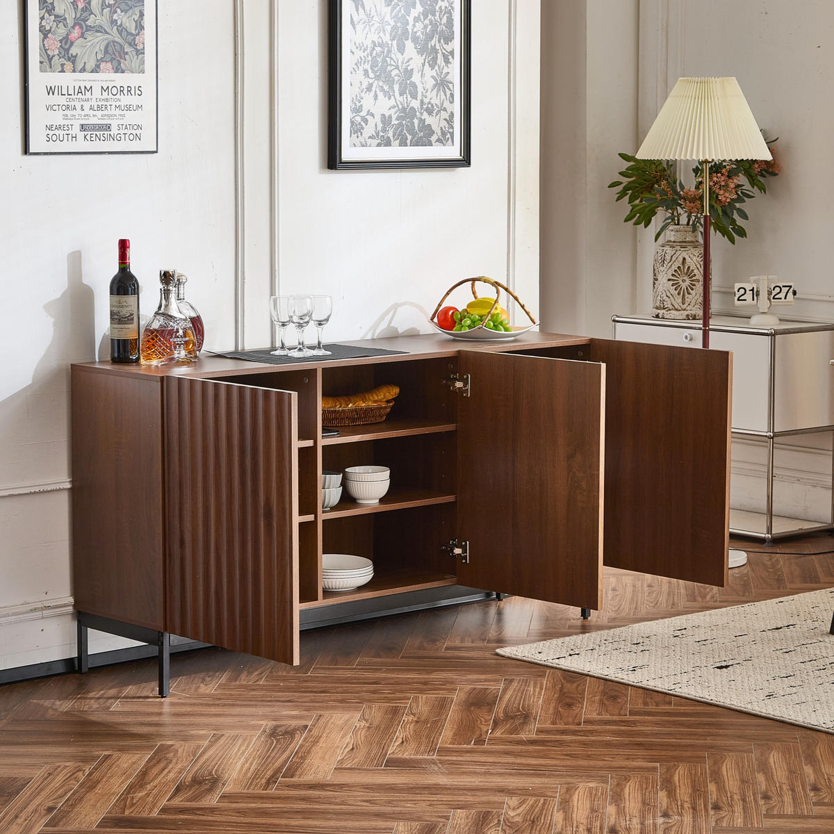 SIDEBOARD mit wellenförmigem 3D-Design, MDF/PB, 150/40/80 cm, Dunkelbraun - Dunkelbraun, Holzwerkstoff (150/80/40cm) - Redom