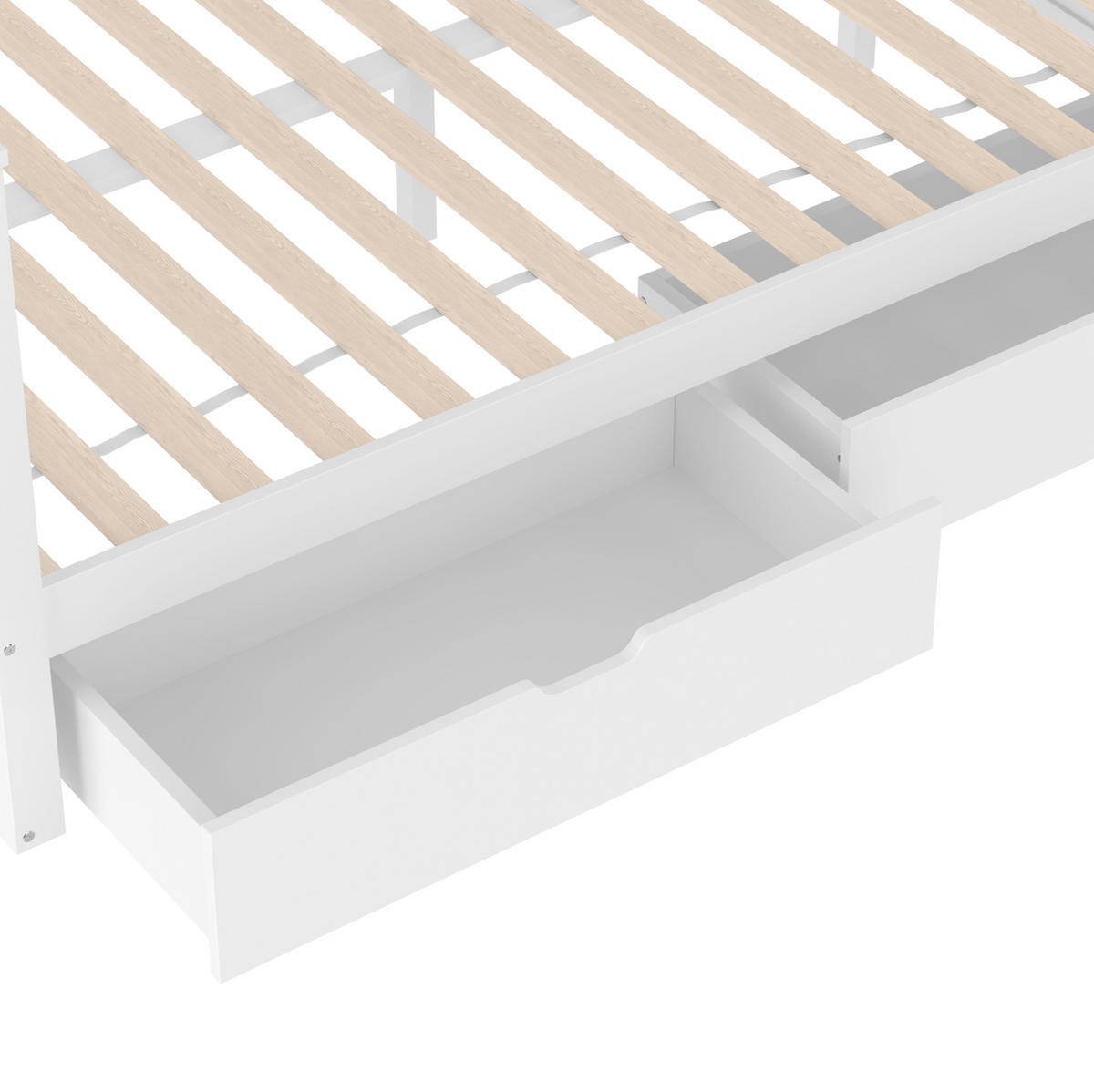 ETAGENBETT 90/200 über 140/200 cm in Weiß mit Schubladen und Stauraum - Weiß, Holzwerkstoff (90/200cm) - OKMYHOME