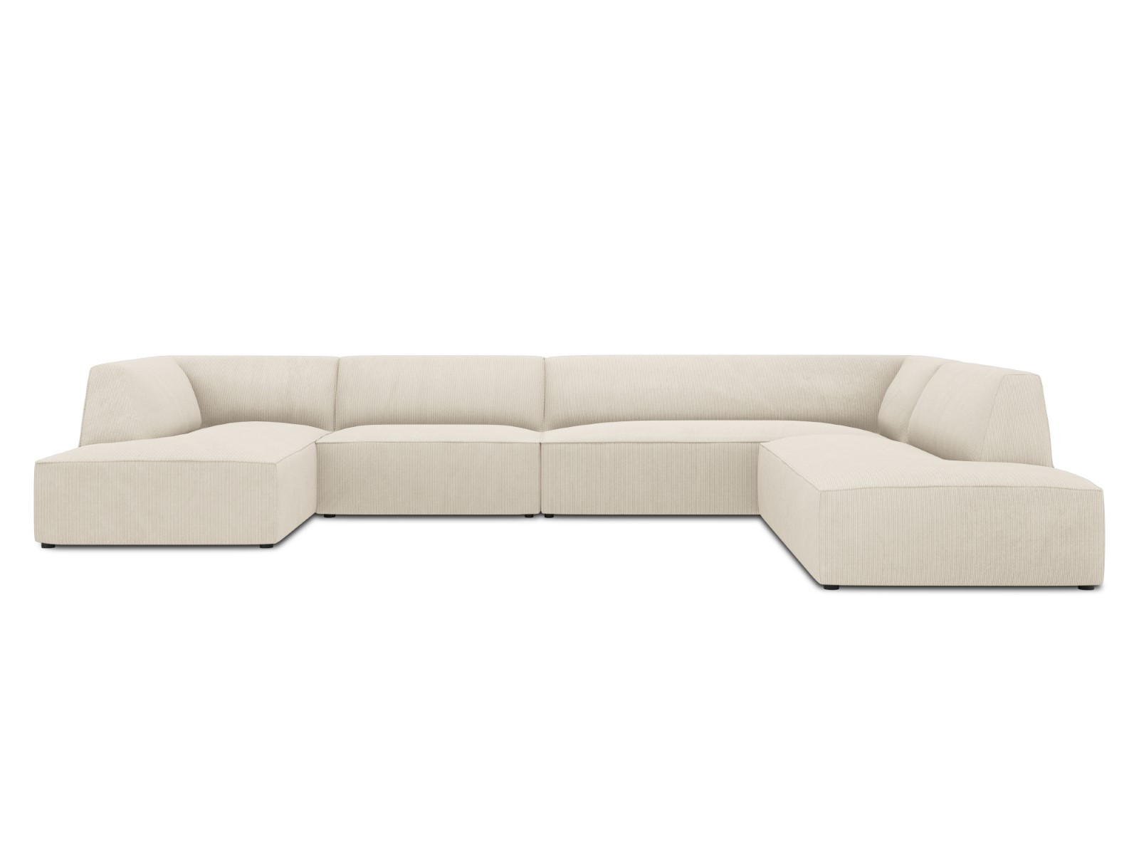 PANORAMASOFA rechts Ruby aus Cord leichtes beige 7 Sitzplätze - Creme, Textil (273/69/366cm) - Micadoni