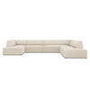 PANORAMASOFA rechts Ruby aus Cord leichtes beige 7 Sitzplätze - Creme, Textil (273/69/366cm) - Micadoni