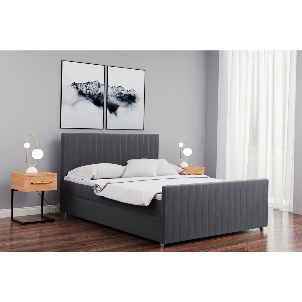 Thumbnail - Kaiser Möbel Boxbett, Grau, Textil, 2 Schubladen, H2, Höhe ca. 20 cm, einzeln stellbar,Rechteckig, 120x200 cm, Reach, Sc...