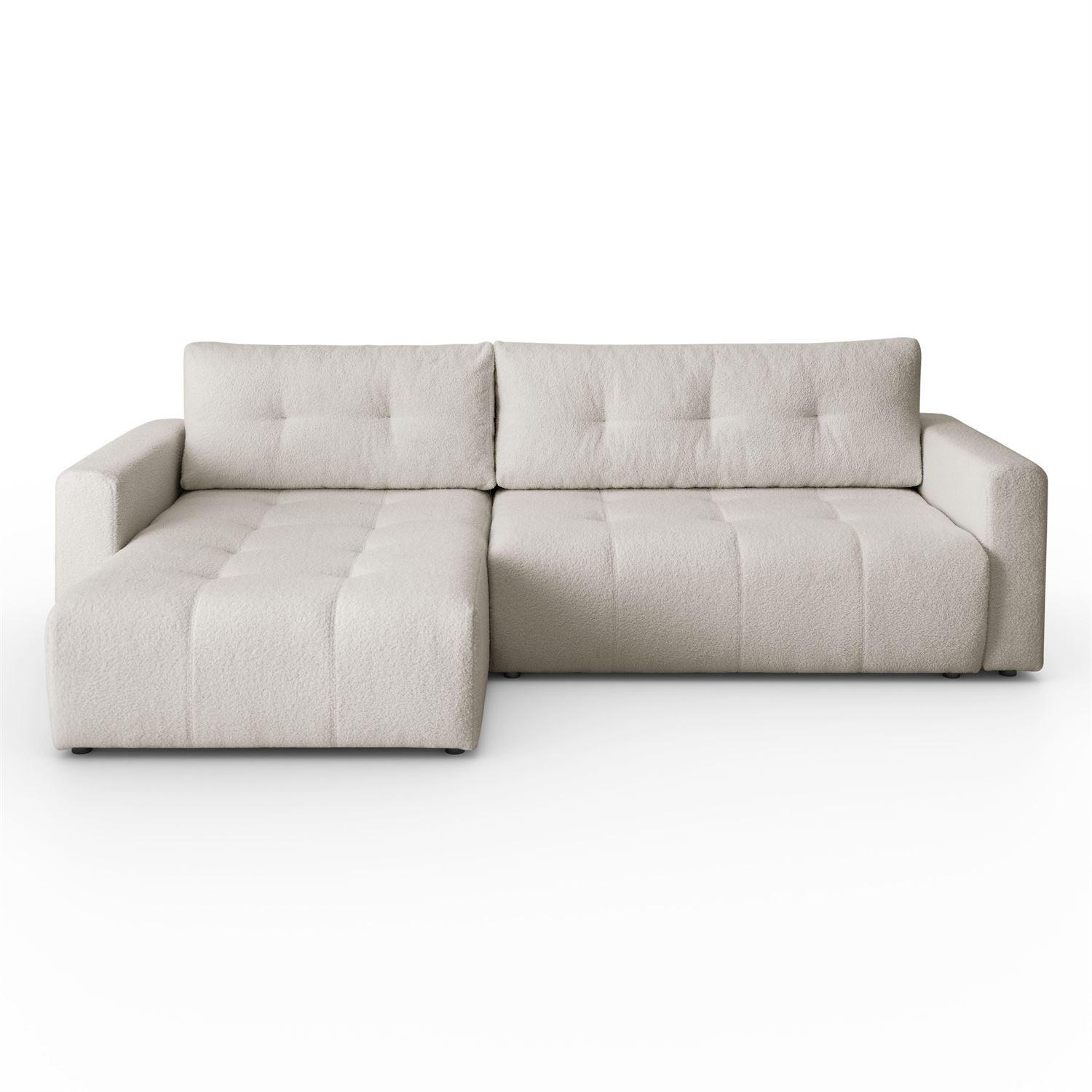 ECKSOFA ASTON mit Schlaffunktion und Bettkasten - Ecru, Textil (261/143cm) - Lookway