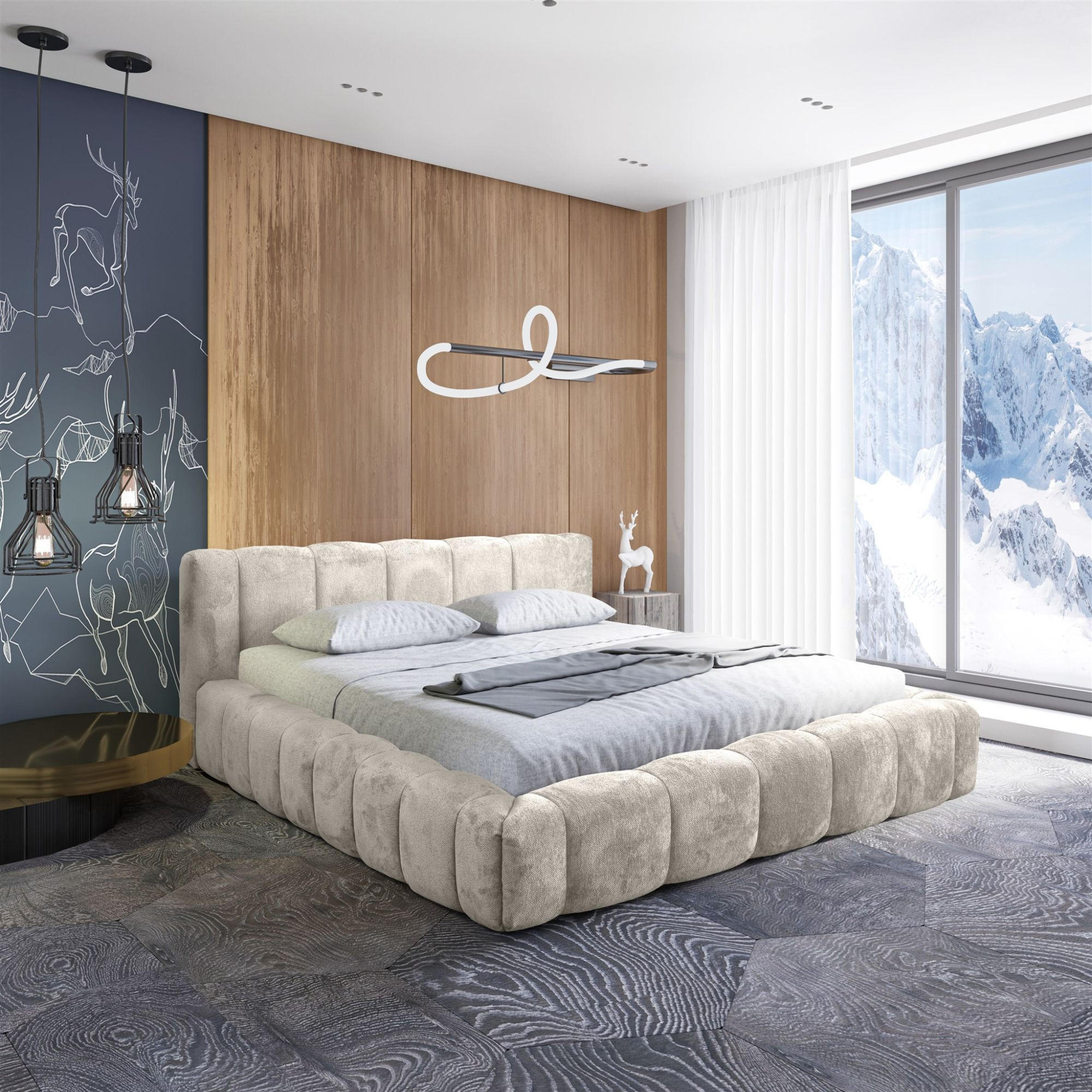 Thumbnail - Fun Möbel Polsterbett, Weiß, Textil, 180x200 cm, Schlafzimmer, Betten, Polsterbetten