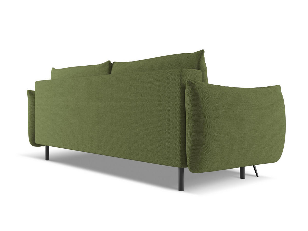 3-SITZER SOFA mit Schlaffunktion Chenille Stoff Grün - Dunkelgrün/Schwarz, Textil/Metall (230/86/105cm) - Makamii