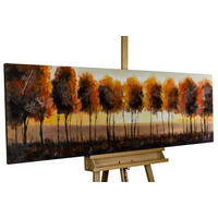 ÖLGEMÄLDE 150/50 cm - Schwarz/Orange, Holz/Textil (2/50cm) - KUNSTLOFT